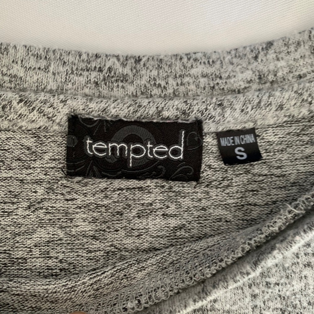 Tempted Sweater Top Women S Grey Marled Knit Bell Sleeve Preppy Coquette Y2K - Picture 3 of 7